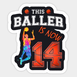 This Basketball Baller Is Now 14 Years Old Happy My Birthday Sticker